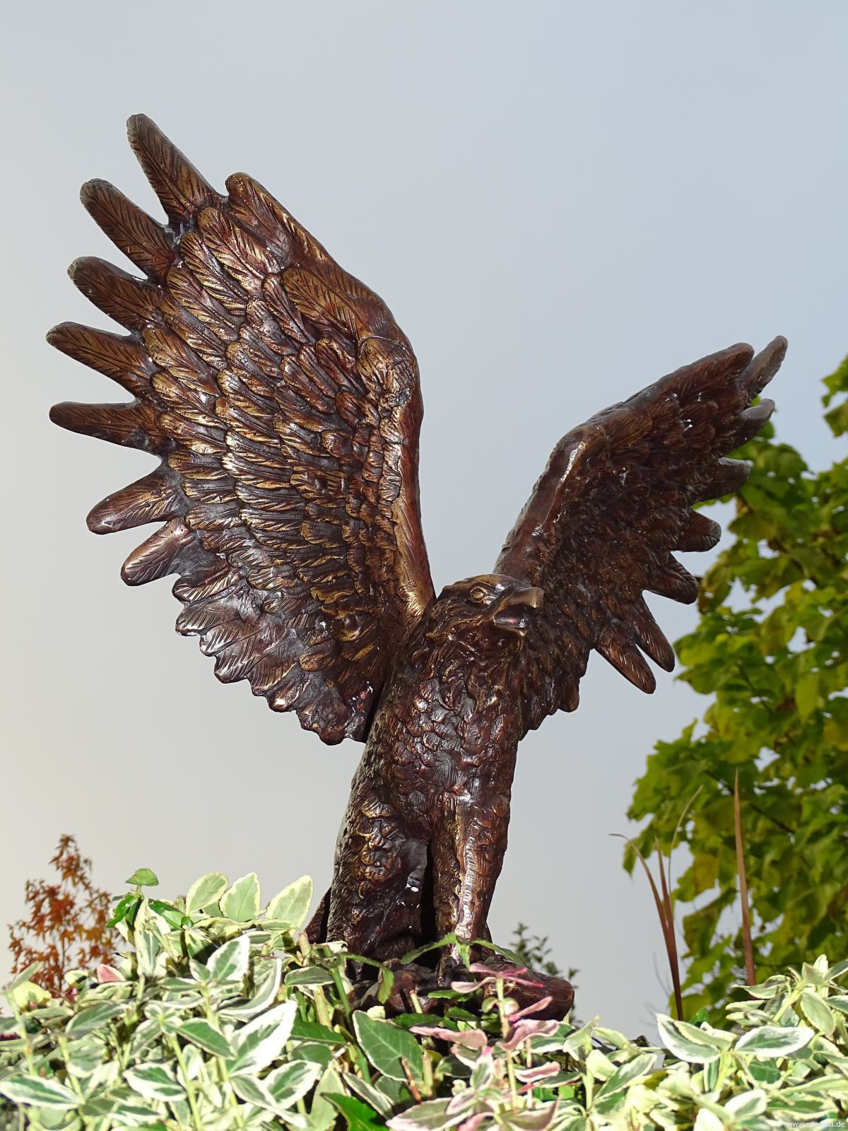 Adler Bronze massiv Greifvogel Statue Skulptur Tierfigur Dekofigur Eagle Jagd 