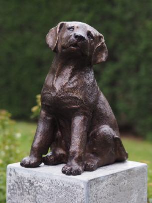 Bronzefigur Labrador sitzend