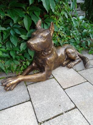 Bronzefigur Hund Schäferhund