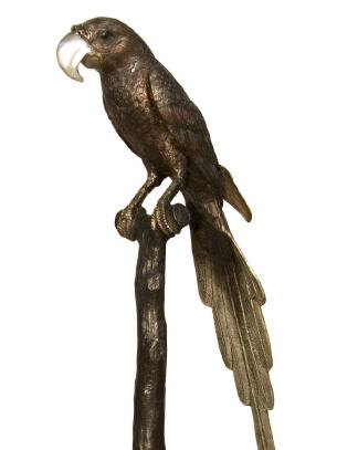 Papagei aufrecht - Bronzefigur