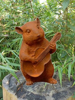 Gusseisenfigur Hamster mit Saxofon