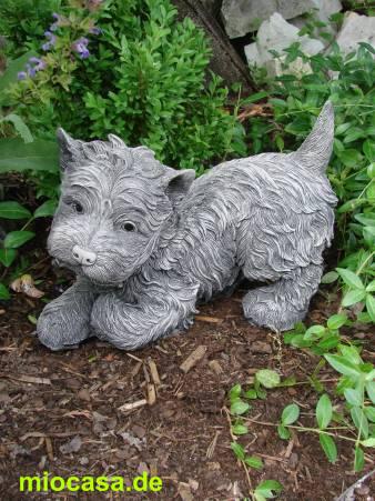 Steinguss Figur Hund/Westi  Gartendekoration 